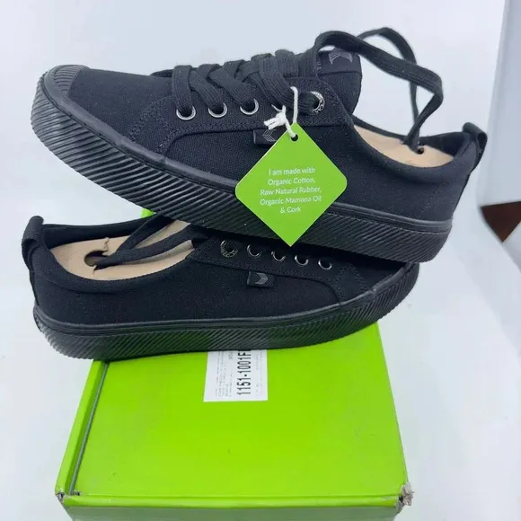 Cariuma Unisex Oca Low AB Canvas Sneaker Casual Shoes Lace-Up Black Size 5.5/7