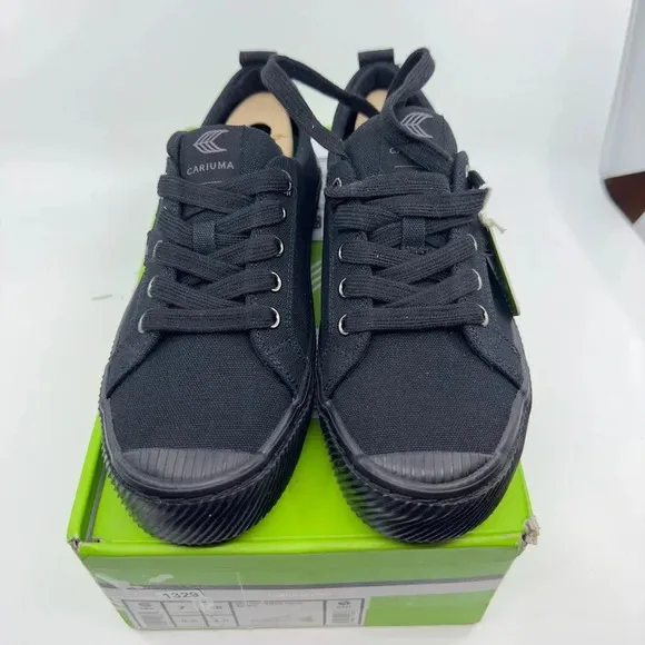 Cariuma Unisex Oca Low AB Canvas Sneaker Casual Shoes Lace-Up Black Size 5.5/7