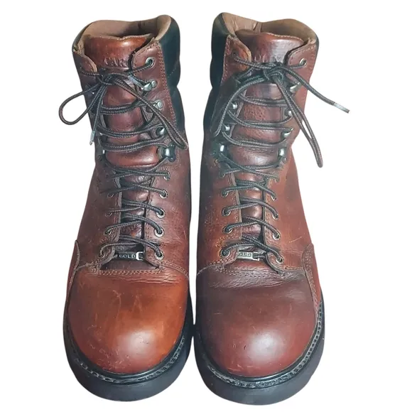 Carolina Gold Brown Leather Steel Toe Waterproof Work Boots Mens