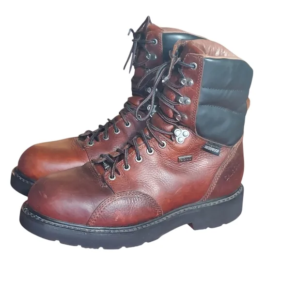 Carolina Gold Brown Leather Steel Toe Waterproof Work Boots Mens