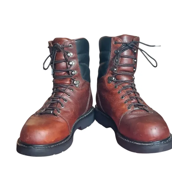Carolina Gold Brown Leather Steel Toe Waterproof Work Boots Mens