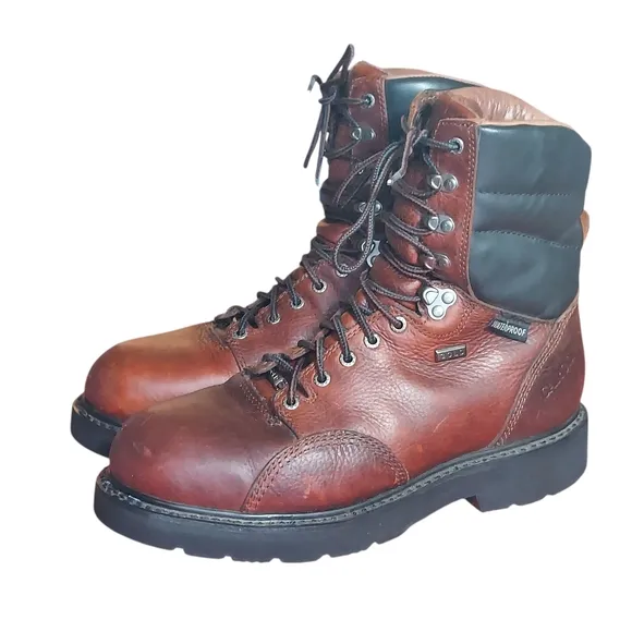 Carolina Gold Brown Leather Steel Toe Waterproof Work Boots Mens