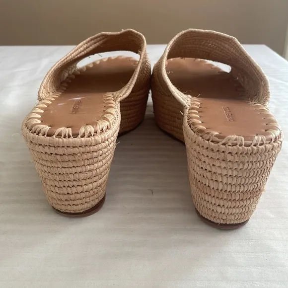 Carrie Forbes Karim Woven Raffia Wedge Slide Sandal Shoes Natural 41 US 11