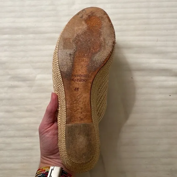 Carrie Forbes Karim Woven Raffia Wedge Slide Sandal Shoes Natural 41 US 11