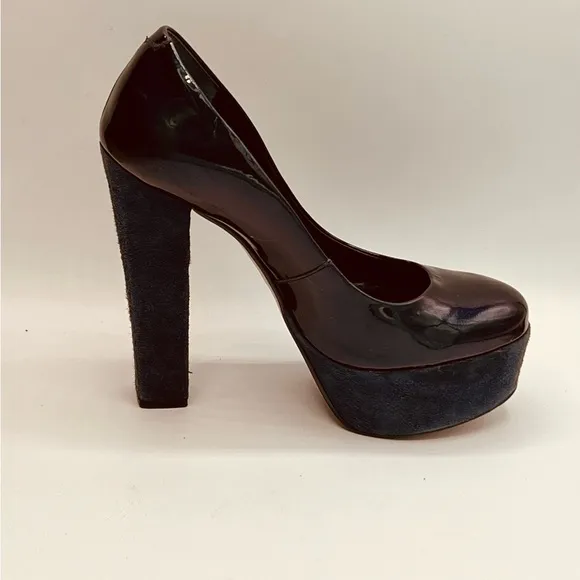 CARVELA Patent Leather/Suede 5”/2” Platform Heels In Navy 37/7
