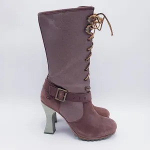 CATERPILLAR Women's Lace Up Mid Calf Heeled Boots Brown Size 9