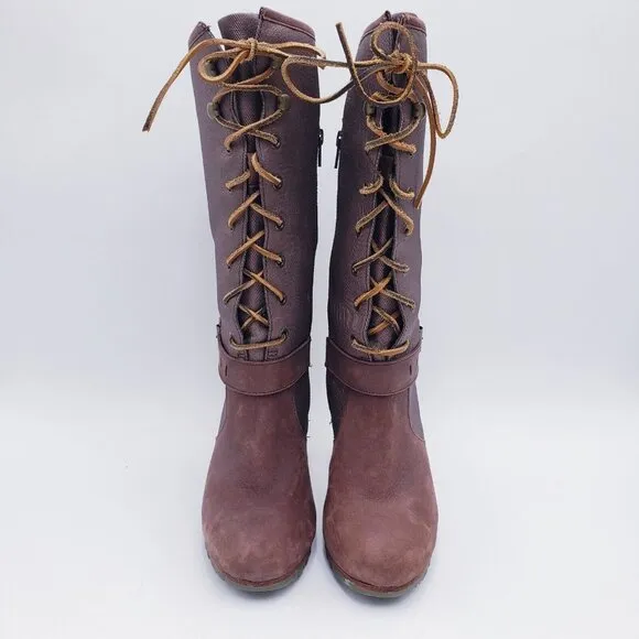 CATERPILLAR Women's Lace Up Mid Calf Heeled Boots Brown Size 9