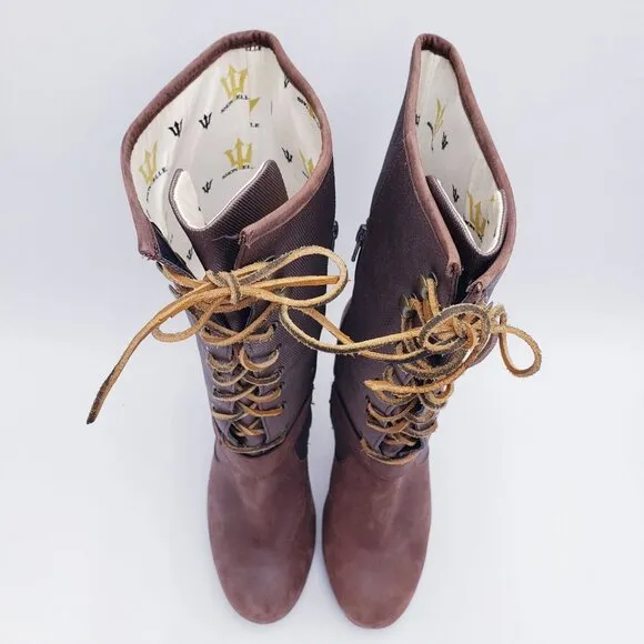 CATERPILLAR Women's Lace Up Mid Calf Heeled Boots Brown Size 9