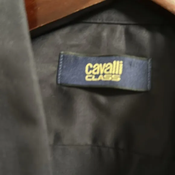Cavalli Class Mens Black Slim Fit Dress Shirt 15 NEW NWT