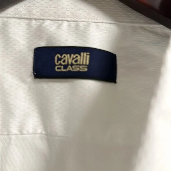 Cavalli Class Mens White Slim Fit Dress Shirt 18 NEW NWT