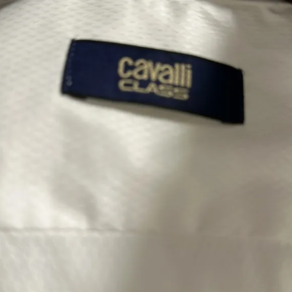 Cavalli Class Mens White Slim Fit Dress Shirt NEW NWT 15