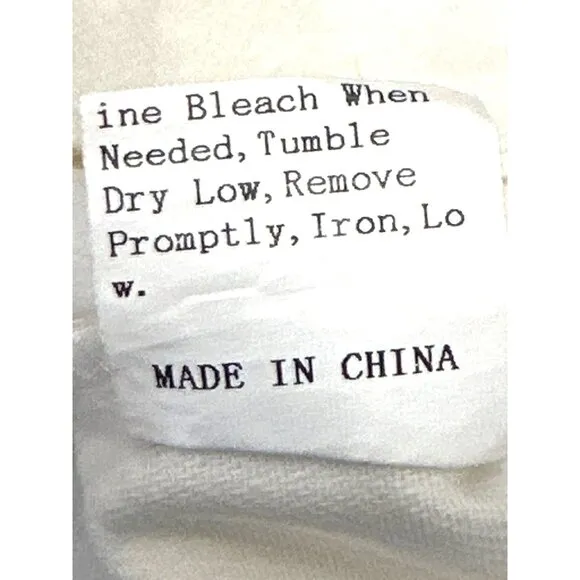 CCC Hengsheng White Denim Crop Top  Jacket Cotton Polyester Blend Pockets Sz XL