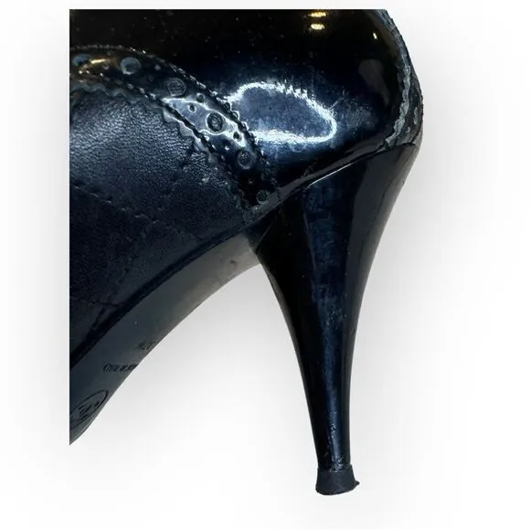 Chanel Patent Leather Lasercut Booties 37.5
