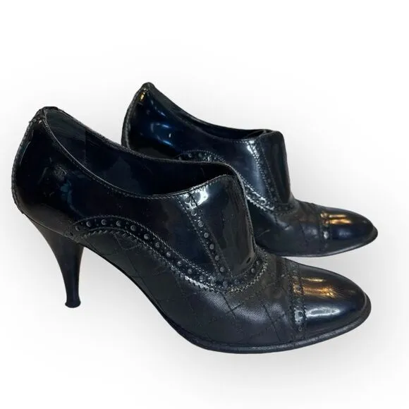 Chanel Patent Leather Lasercut Booties 37.5