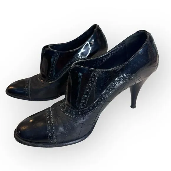 Chanel Patent Leather Lasercut Booties 37.5