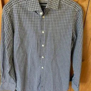 Charles Tyrwhitt Dress Shirt Extra Slim Fit Non Iron Blue And White Plaid