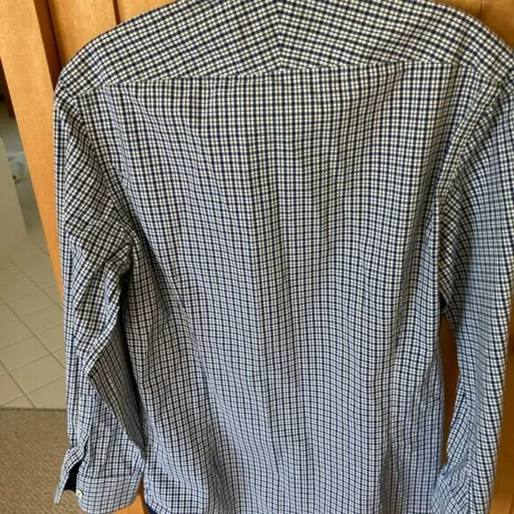 Charles Tyrwhitt Dress Shirt Extra Slim Fit Non Iron Blue And White Plaid