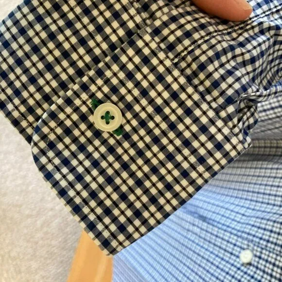 Charles Tyrwhitt Dress Shirt Extra Slim Fit Non Iron Blue And White Plaid