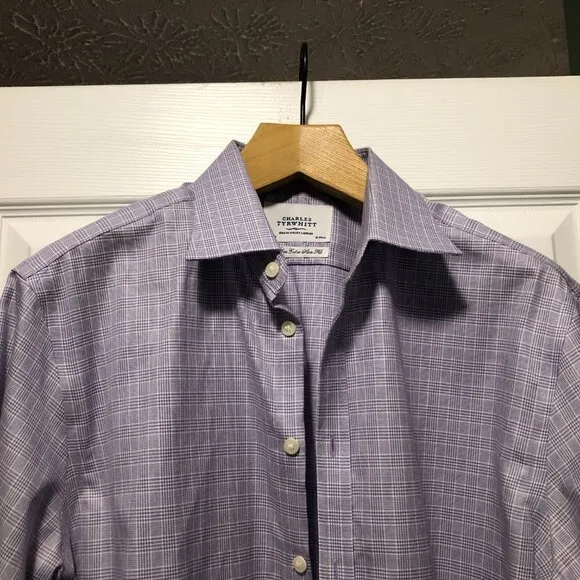 Charles Tyrwhitt men's lavender cotton dress shirt extra slim fit size: 16.5-33