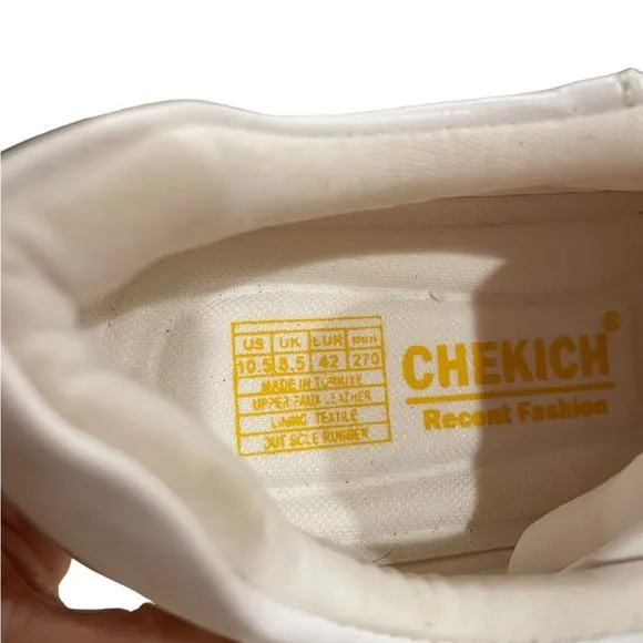 Chekich Sneakers Unisex Size 10.5 White Lace Up Y2k  Light Weight Shoes