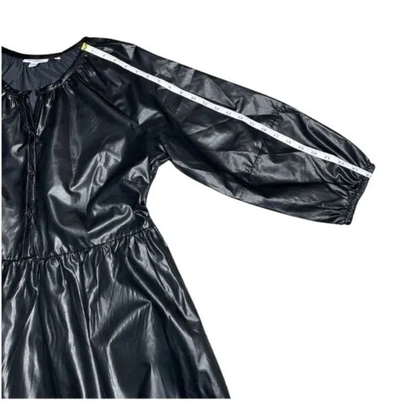 Chico's Pleather Tiered Midi Dress Black Size 14 New