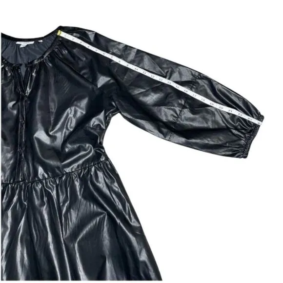 Chico's Pleather Tiered Midi Dress Black Size 14 New
