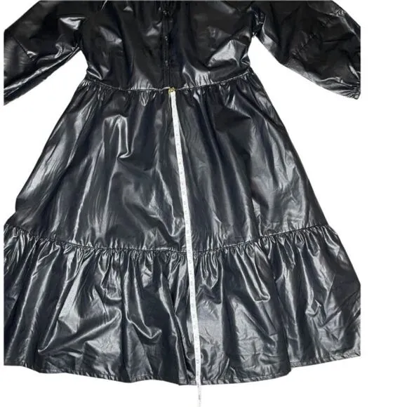 Chico's Pleather Tiered Midi Dress Black Size 14 New