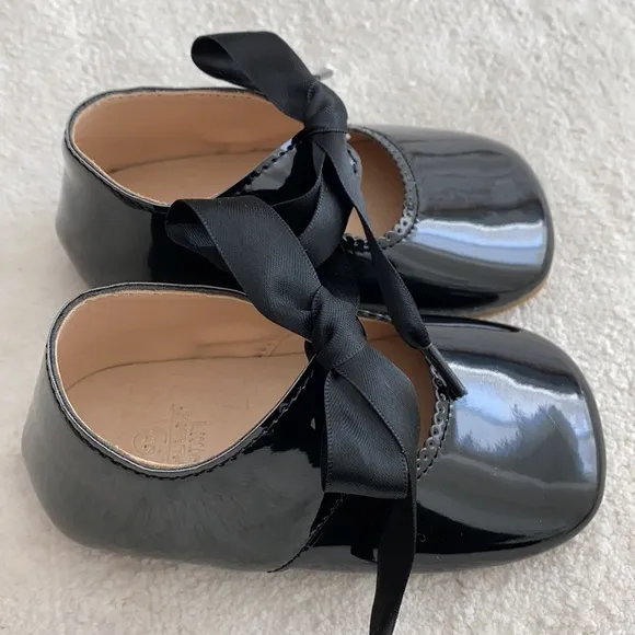 Children Salon Little Summer Black Bow Patent shoes