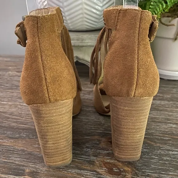 Chinese Laundry Boho Fringe Bootie Peep Toe Block High Heels Shoe Women’s 6