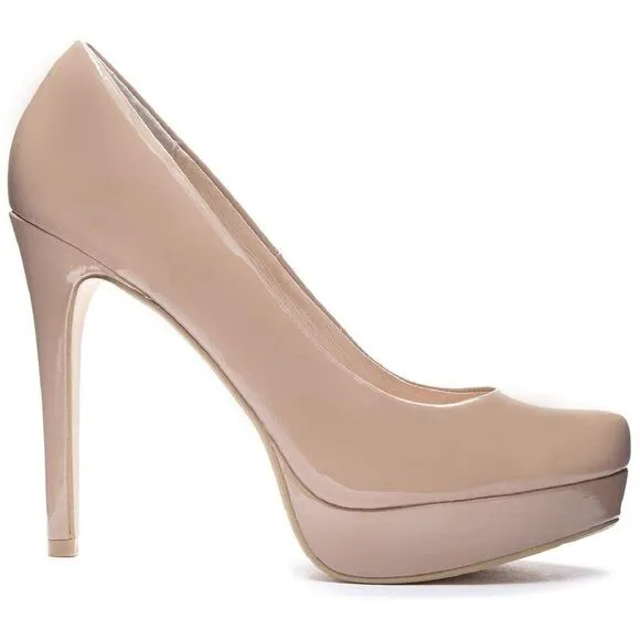 Chinese Laundry Women's Wow Platform Dress Pump 10 Nude Patent