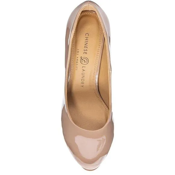 Chinese Laundry Women's Wow Platform Dress Pump 10 Nude Patent