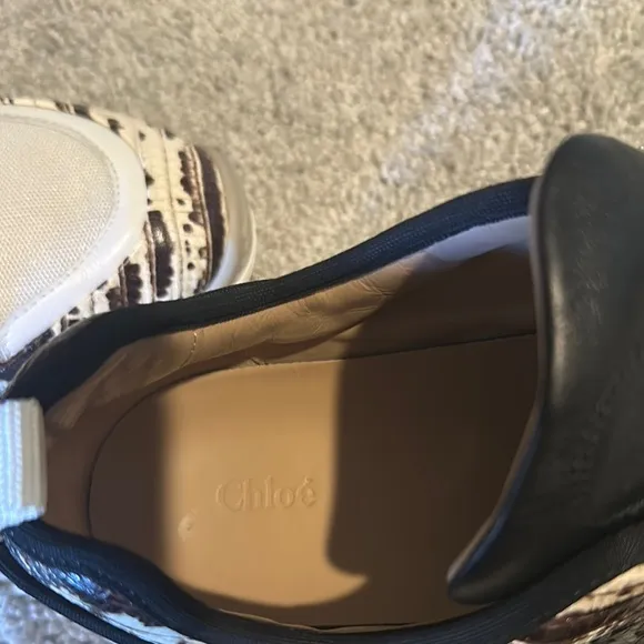 Chloe Black and White Sneakers with Chunky Sole and Modern Design