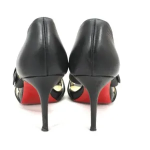 Christian Louboutin Criss Cross Sandals Black Heels Shoes 8.5 EU 39 $1095