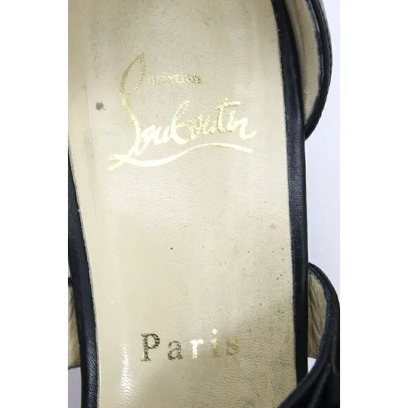 Christian Louboutin Criss Cross Sandals Black Heels Shoes 8.5 EU 39 $1095