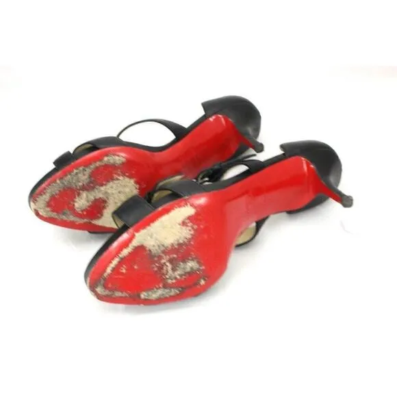 Christian Louboutin Criss Cross Sandals Black Heels Shoes 8.5 EU 39 $1095