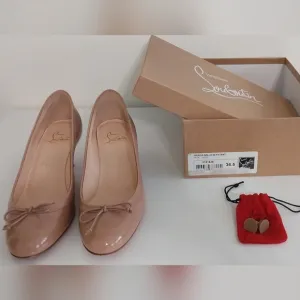 Christian Louboutin Marcia Balla 45 Patent Leather Nude Size 36.5