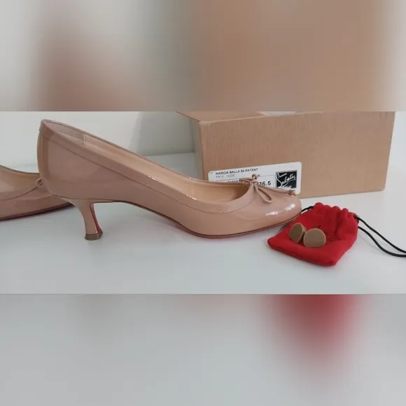 Christian Louboutin Marcia Balla 45 Patent Leather Nude Size 36.5