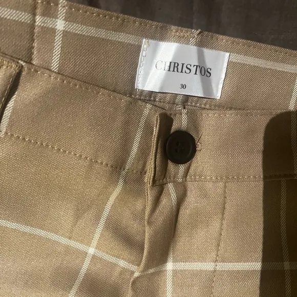 CHRISTOS slim fit tan dress pants size 30 still in packaging