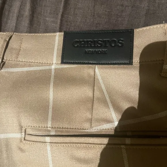CHRISTOS slim fit tan dress pants size 30 still in packaging