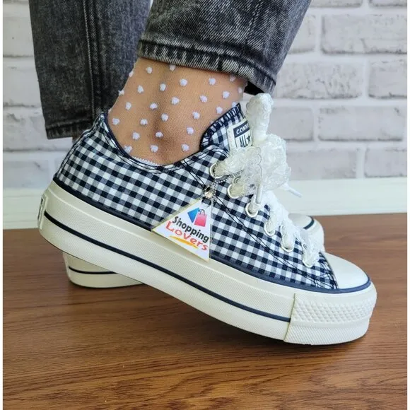 ❤️❤️Chuck Taylor All Star Lift Platform Gingham Sz 9 Women's Shoes White A13664C
