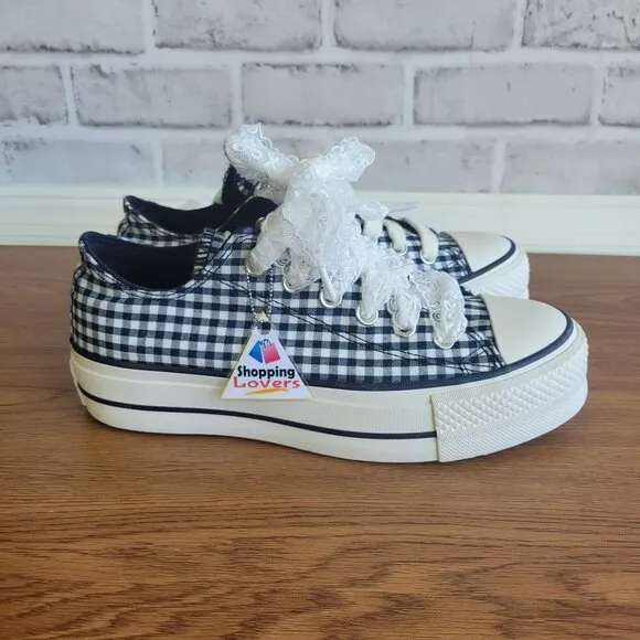 ❤️❤️Chuck Taylor All Star Lift Platform Gingham Sz 9 Women's Shoes White A13664C