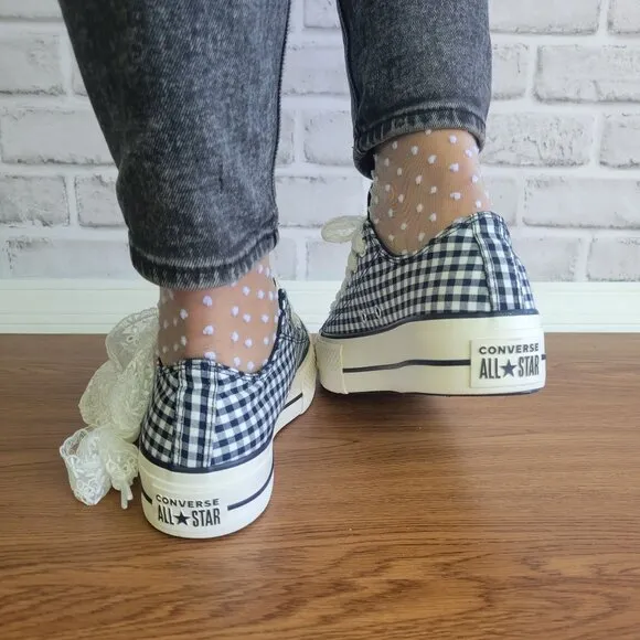 ❤️❤️Chuck Taylor All Star Lift Platform Gingham Sz 9 Women's Shoes White A13664C
