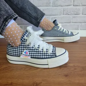 ❤️❤️Chuck Taylor All Star Lift Platform Gingham Sz 9 Women's Shoes White A13664C