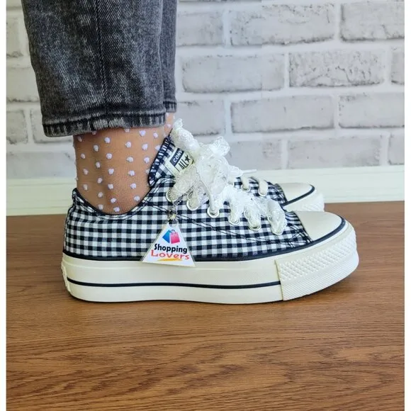 ❤️❤️Chuck Taylor All Star Lift Platform Gingham Sz 9 Women's Shoes White A13664C