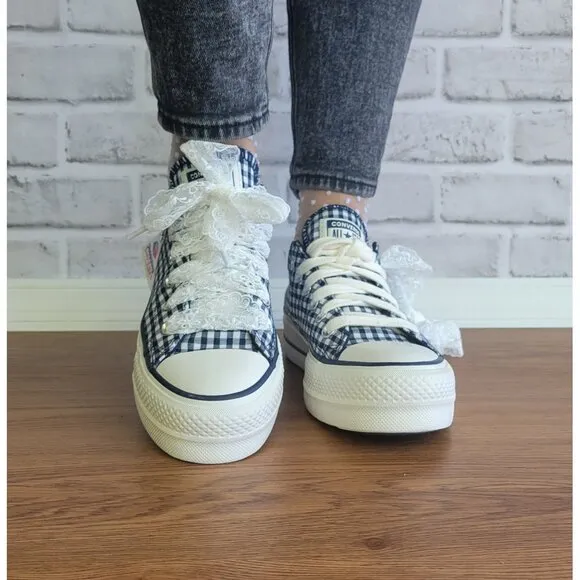 ❤️❤️Chuck Taylor All Star Lift Platform Gingham Sz 9 Women's Shoes White A13664C