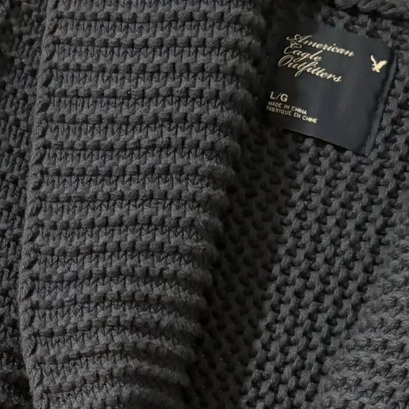 Chunky Knit Sweater Shawl Collar Wrap Front Vneck Vintage Dye Blue Size Large