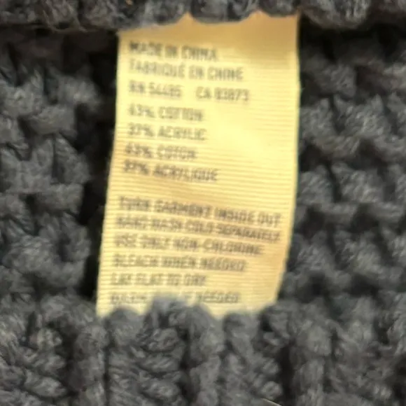 Chunky Knit Sweater Shawl Collar Wrap Front Vneck Vintage Dye Blue Size Large