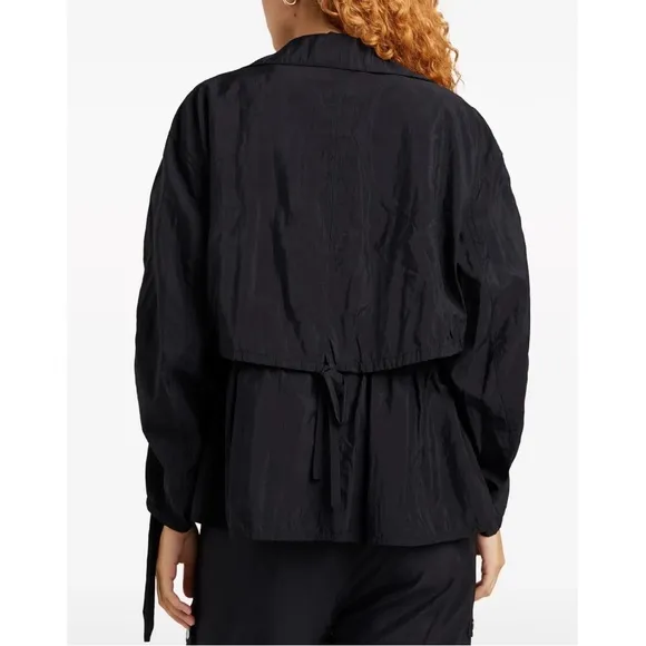 Cinq A Sept Emmeline Drawstring-Waist Woven Nylon Jacket Relaxed Glam Black XS