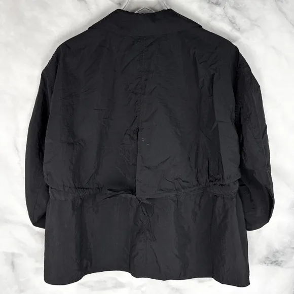 Cinq A Sept Emmeline Drawstring-Waist Woven Nylon Jacket Relaxed Glam Black XS