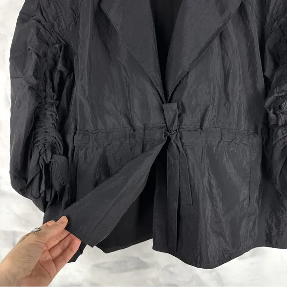 Cinq A Sept Emmeline Drawstring-Waist Woven Nylon Jacket Relaxed Glam Black XS